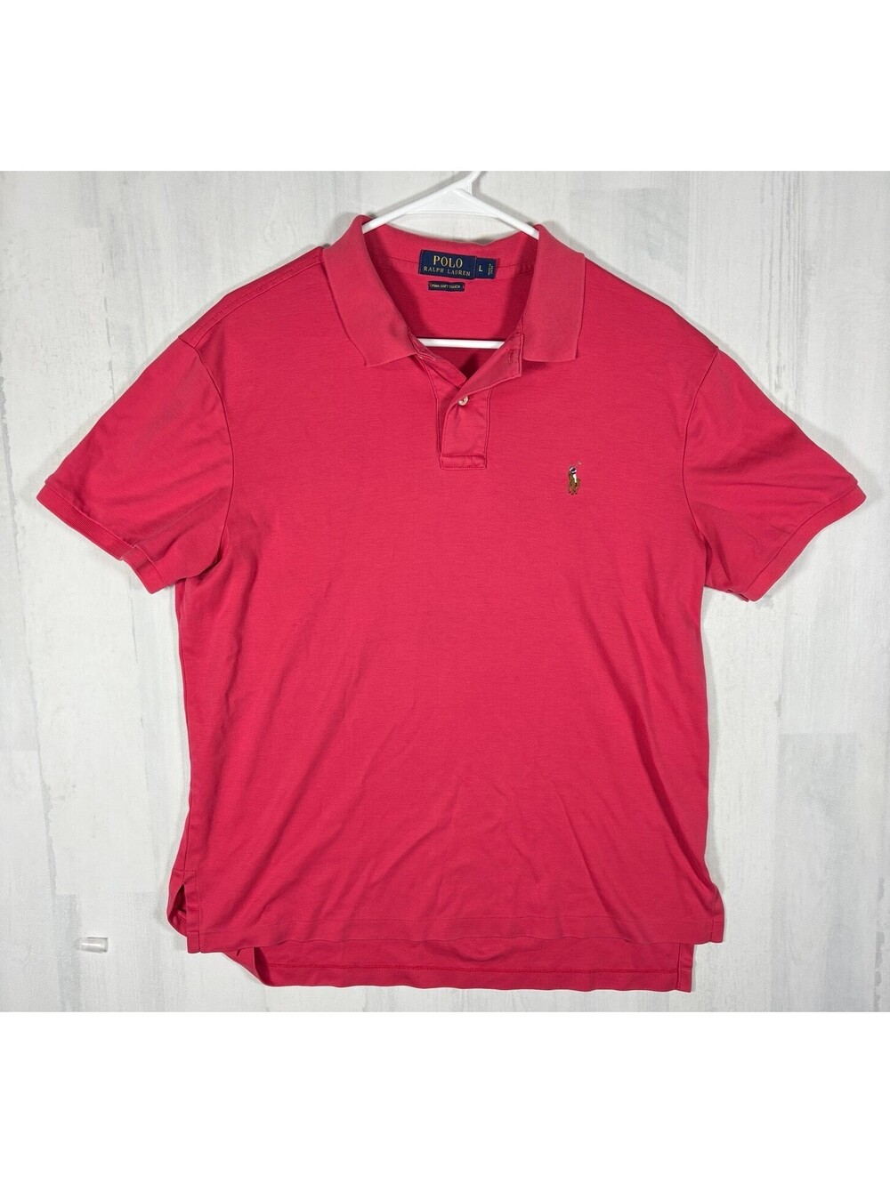 Polo Ralph Lauren Pima Soft Touch Polo Shirt Men Large Pink Multicolor Pony